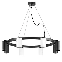 Люстра подвесная Рулло (Rullo) LR018364374 Lightstar белая чёрная на 8 ламп, основание чёрное в стиле хай-тек Люстра подвесная Рулло (Rullo) LR018364374 Lightstar белая чёрная на 8 ламп, основание чёрное в стиле хай-тек